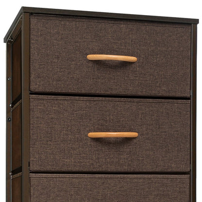 18" Brown Wood Steel And Fabric Six Drawer Dresser