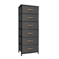 18" Black And Gray Fabric and Steel Six Drawer Dresser