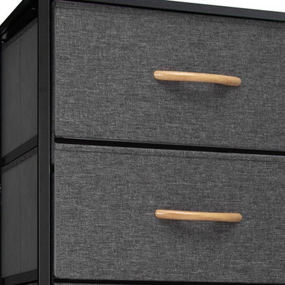 18" Gray Wood Steel And Fabric Six Drawer Dresser