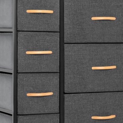 27" Gray and Black Steel and Fabric Nine Drawer Combo Dresser