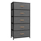 23" Gray and Black Steel and Fabric Five Drawer Chest