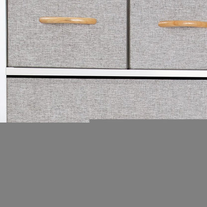23" Gray and White Steel and Fabric Six Drawer Chest