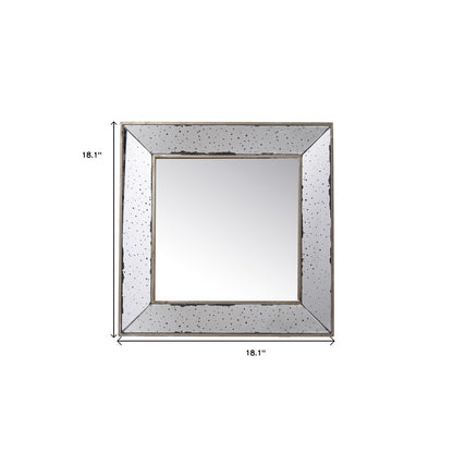 18" Brown Square Metal Framed Antiqued Glass Accent Mirror