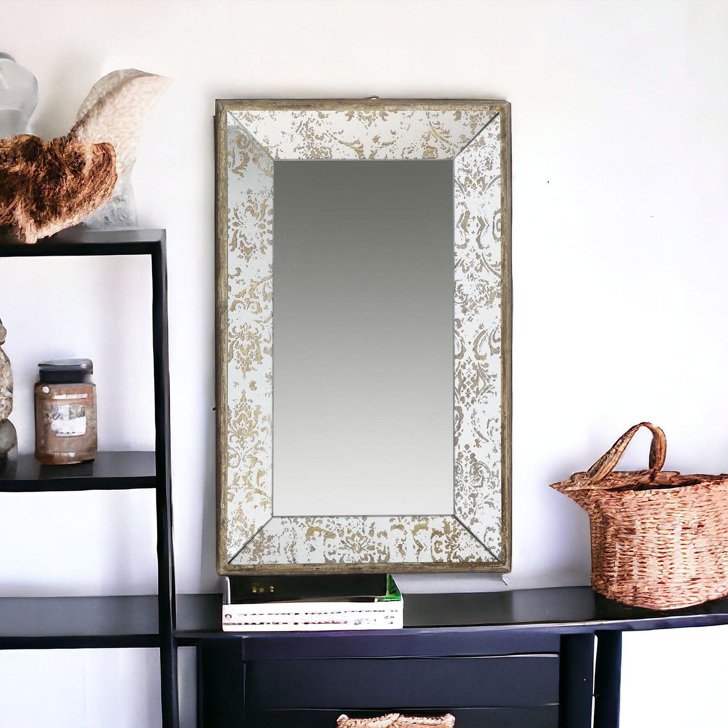 20" Silver Glass Framed Accent Mirror