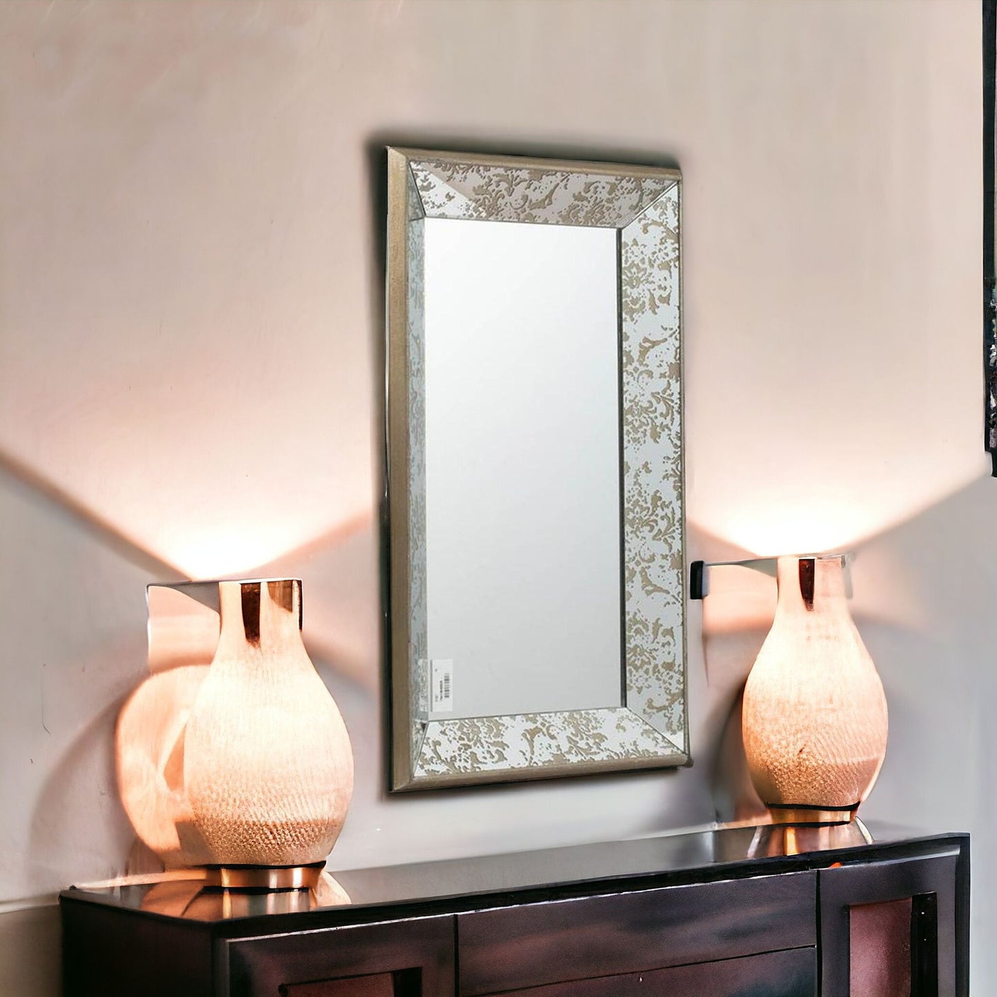 24" Silver Glass Framed Accent Mirror