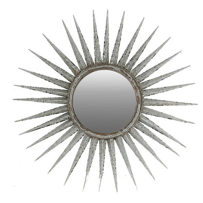 30" Silver Metal Sunburst Framed Accent Mirror