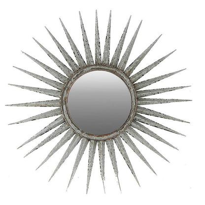 30" Silver Metal Sunburst Framed Accent Mirror
