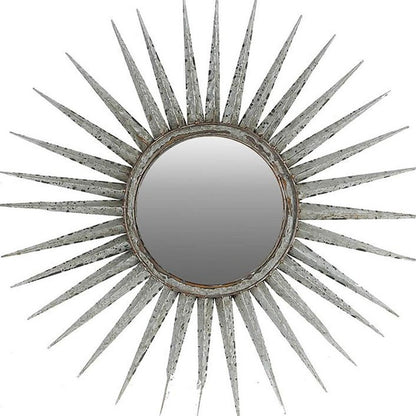 30" Silver Metal Sunburst Framed Accent Mirror