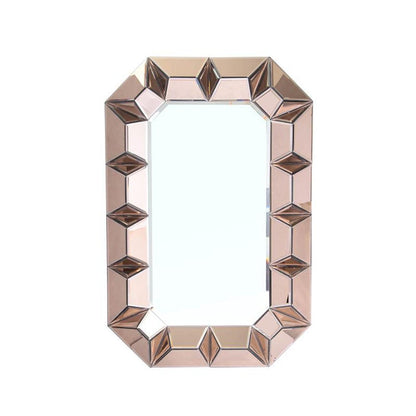 35" Rose Gold Glass Framed Accent Mirror