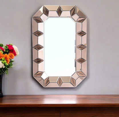 35" Rose Gold Glass Framed Accent Mirror
