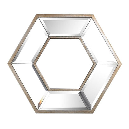 12" Silver Wood Hexagon Framed Accent Mirror