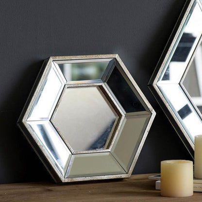 12" Silver Hexagon Wall Mounted Accent Mirror