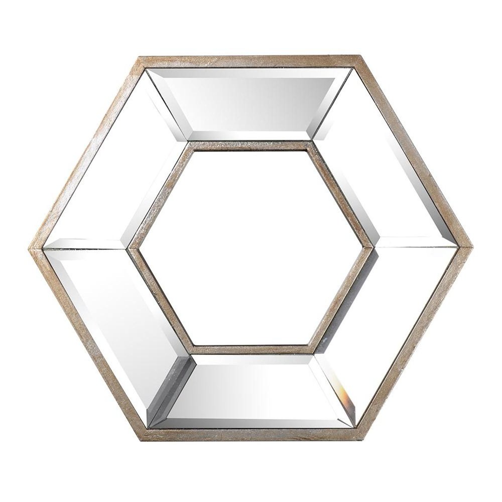 12" Silver Wood Hexagon Framed Accent Mirror