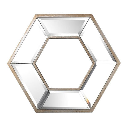 12" Silver Wood Hexagon Framed Accent Mirror