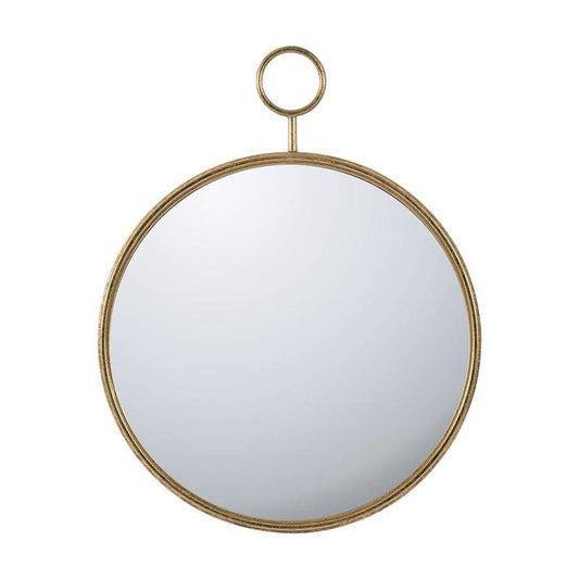 32" Gold Round Iron Framed Accent Mirror