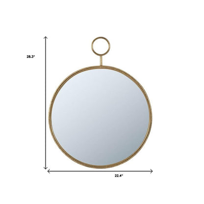 28" Gold Round Iron Framed Accent Mirror