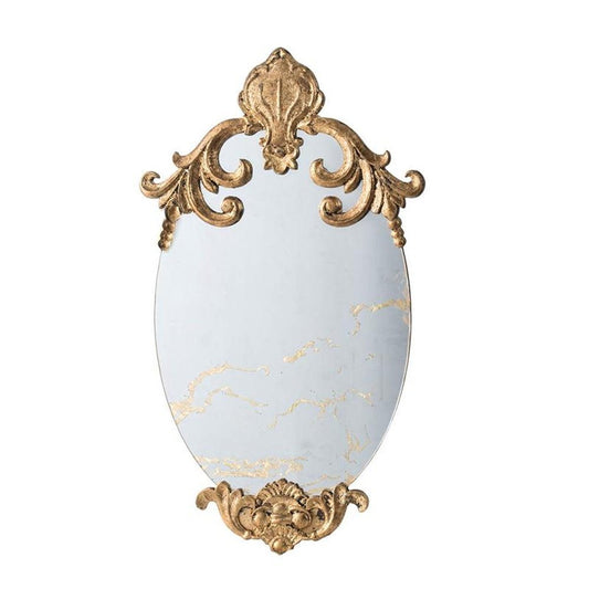 26" Gold Crowned Top Resin Framed Antiqued Glass Accent Mirror