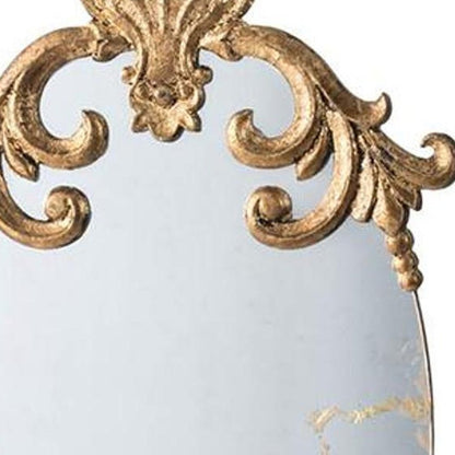 26" Gold Crowned Top Resin Framed Antiqued Glass Accent Mirror