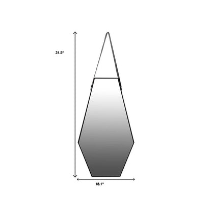 32" Black Hexagon Wood Framed Accent Mirror