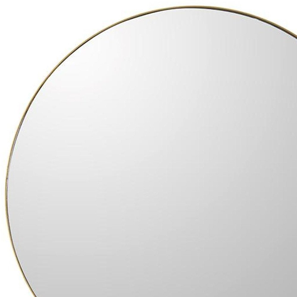 30" Gold Round Wood Framed Accent Mirror
