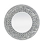24" Black And White Round Wood And Shell Framed Accent Mirror