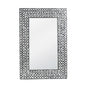 36" Black And White Geometric Mosaic Capiz Shell Framed Accent Mirror