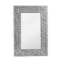 36" Black And White Geometric Mosaic Capiz Shell Framed Accent Mirror