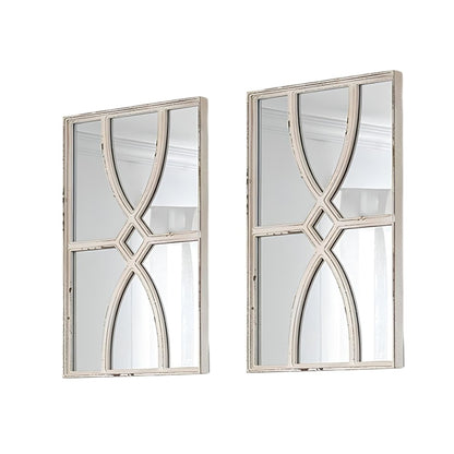 Set of Two White Wood Framed Accent Mirror