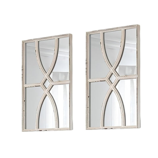 Set of Two White Wood Framed Accent Mirror