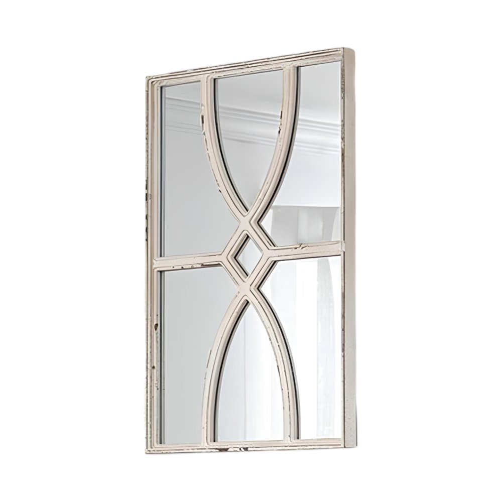 Set of Two White Wood Framed Accent Mirror