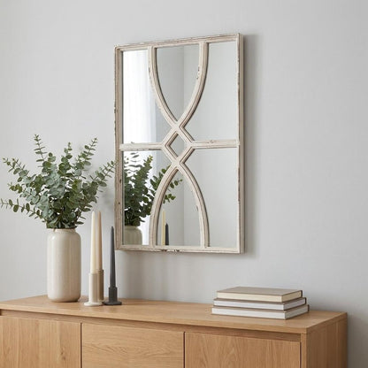 Set of Two White Wood Framed Accent Mirror