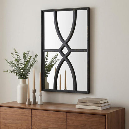 Set of Two Black Wood Framed Accent Mirror