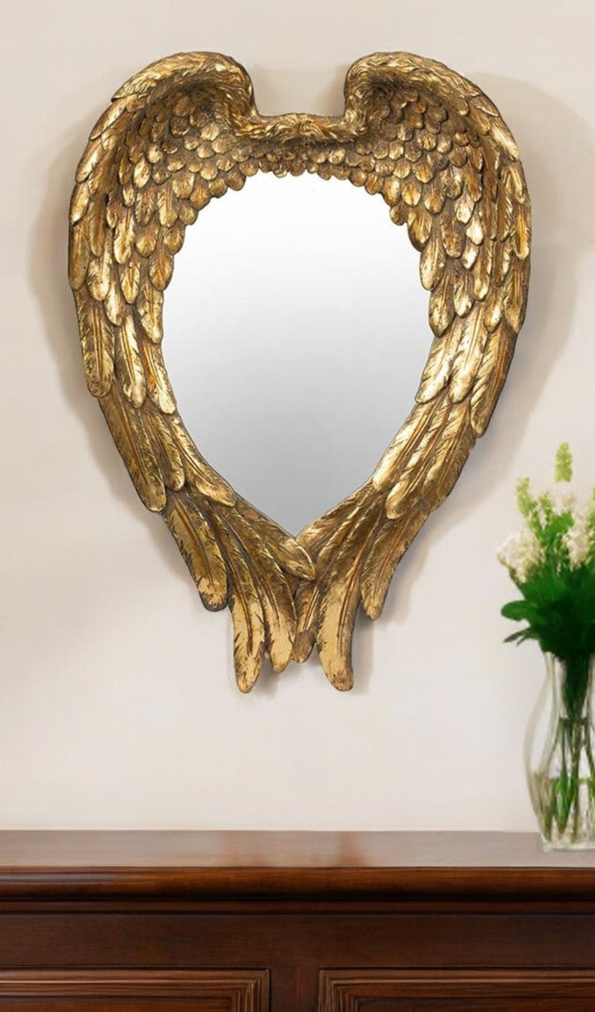 22" Gold Heart Resin Framed Accent Mirror