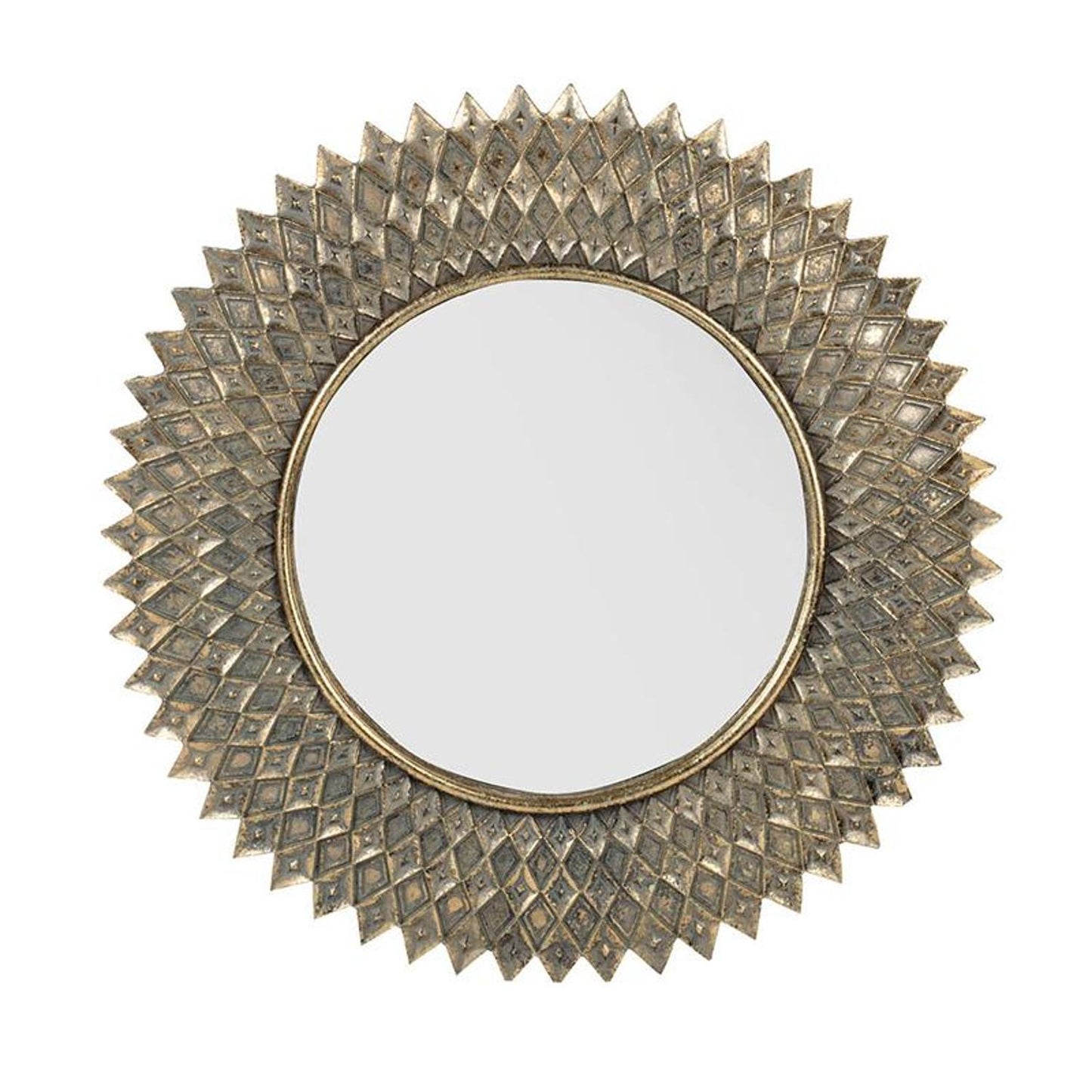 13" Antiqued Gold Sunburst Resin Framed Accent Mirror