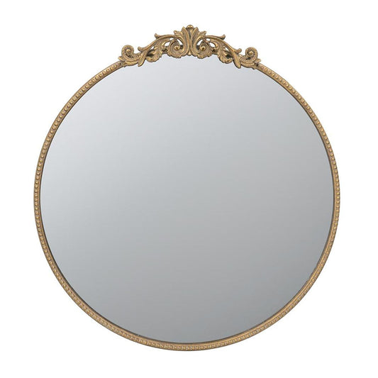 32" Gold Crowned Top Iron Framed Accent Mirror