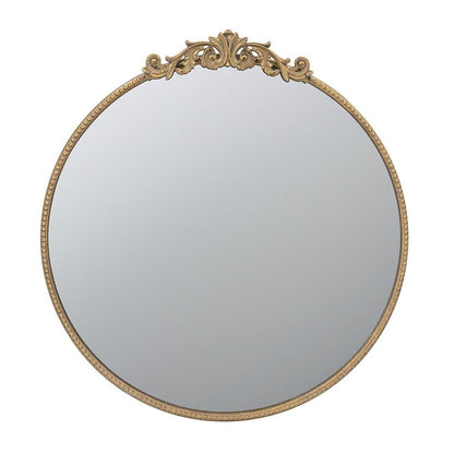 32" Gold Iron Crowned Top Framed Accent Mirror