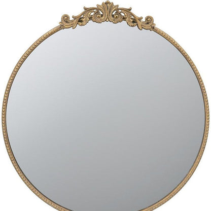 32" Gold Iron Crowned Top Framed Accent Mirror