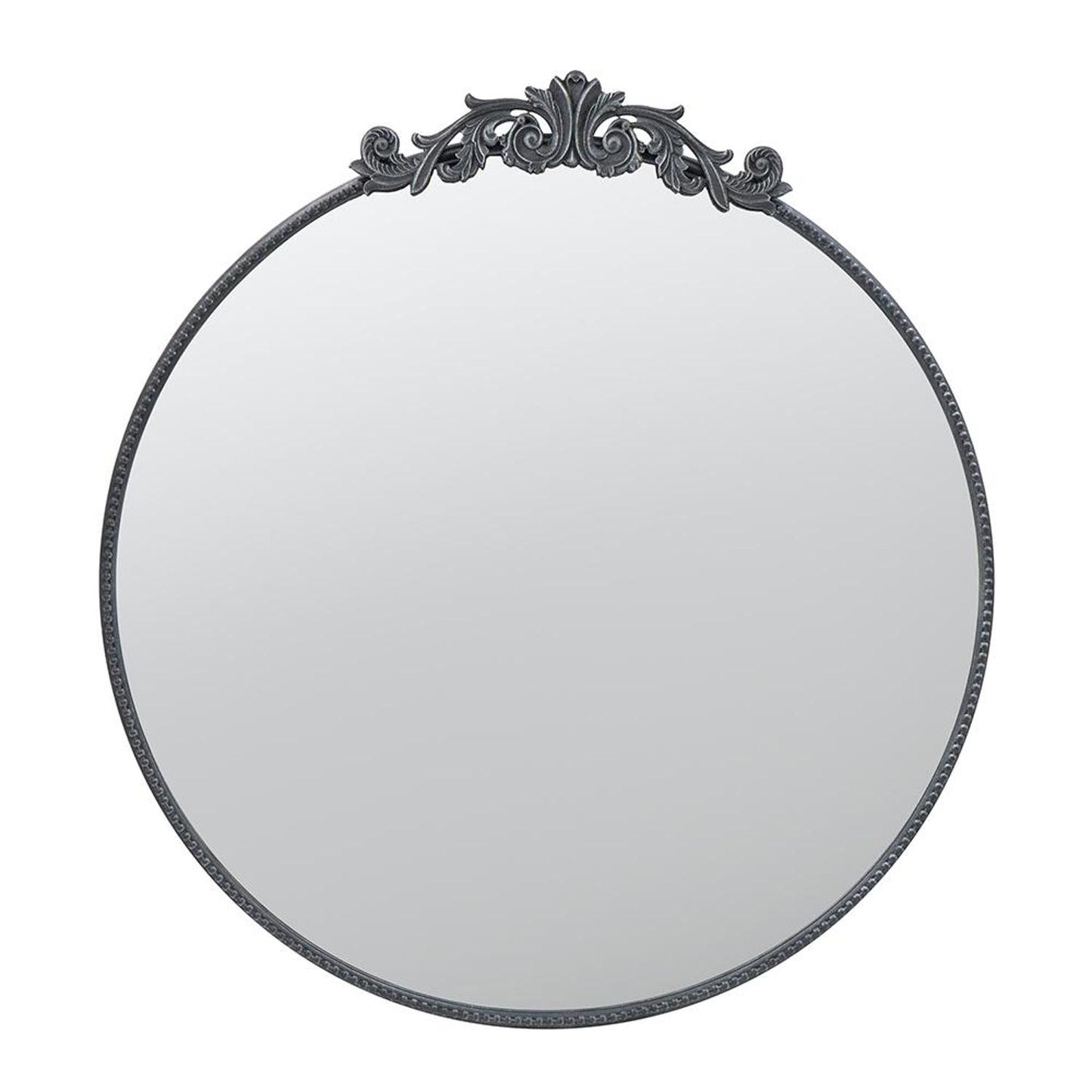 39" Black Crowned Top Iron Framed Accent Mirror