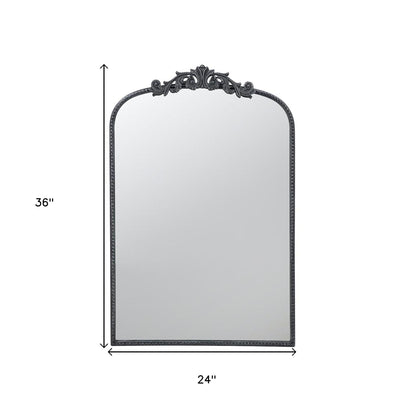 36" Black Arch Iron Framed Accent Mirror