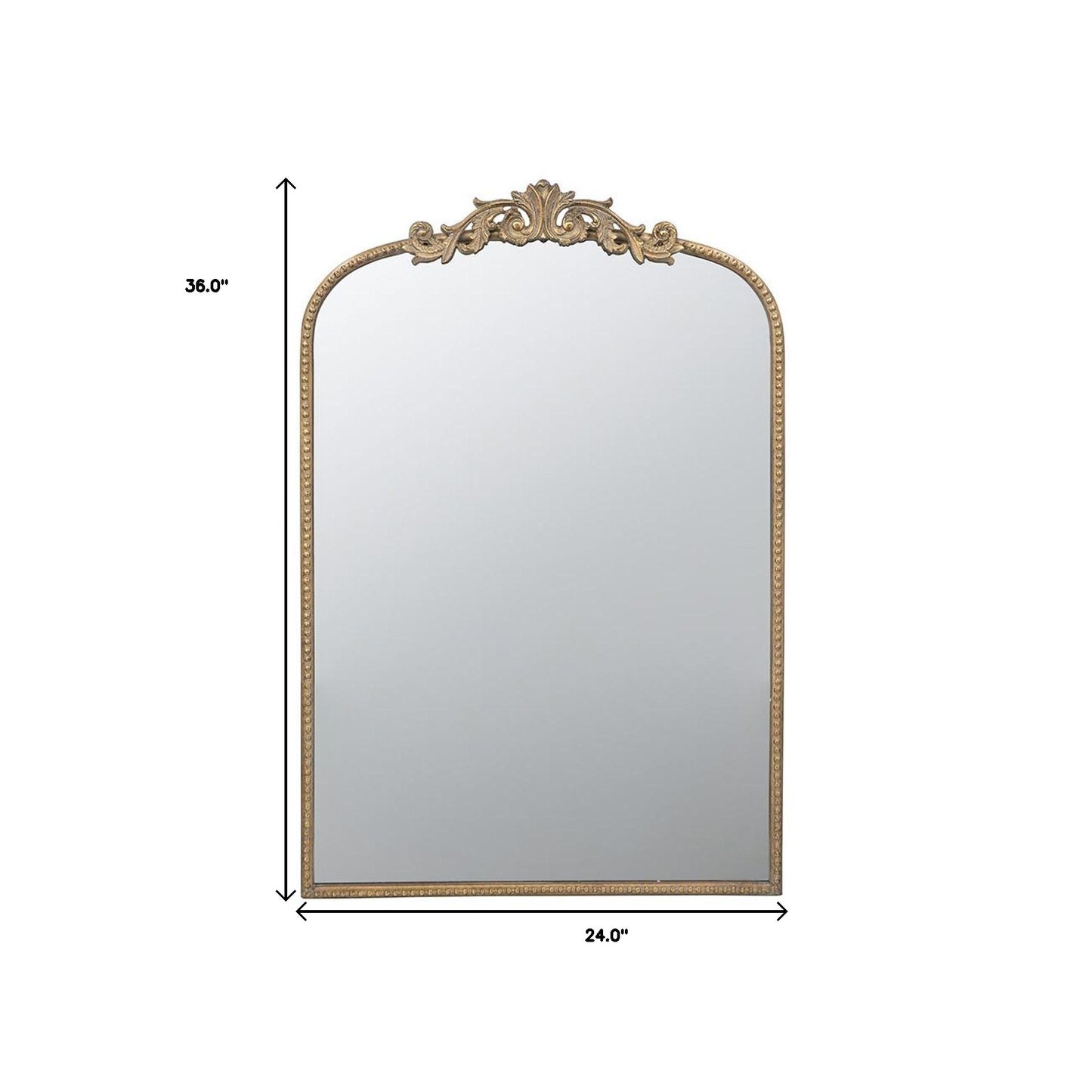 36" Gold Arch Iron Framed Accent Mirror