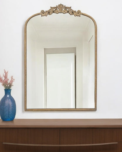 36" Gold Arch Iron Framed Accent Mirror