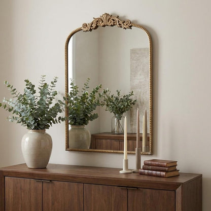 36" Gold Arch Iron Framed Accent Mirror