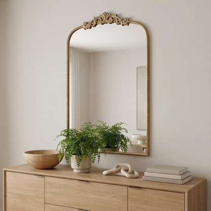 42" Gold Arch Iron Framed Accent Mirror