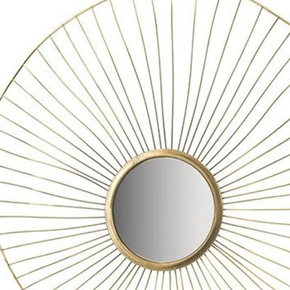 Set of Three Gold Sunburst Iron Framed Accent Mirror