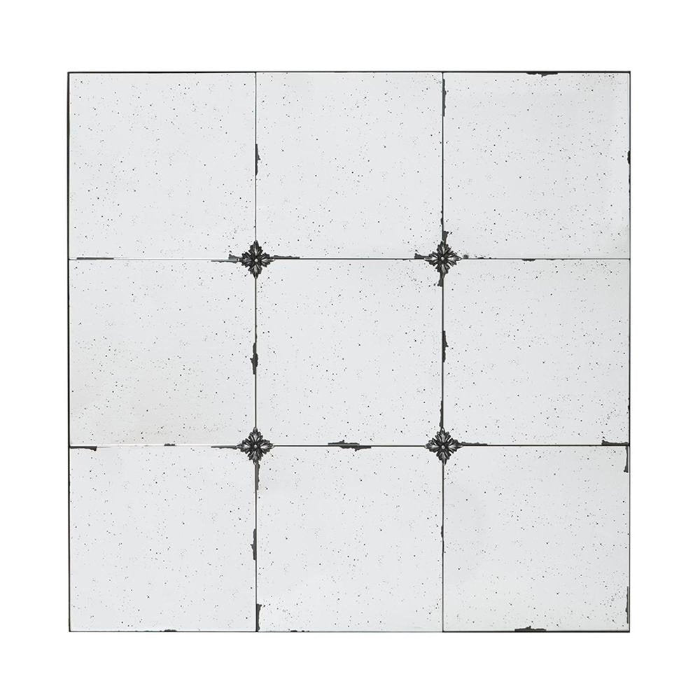 36" Black Square Iron Framed Antiqued Glass Accent Mirror