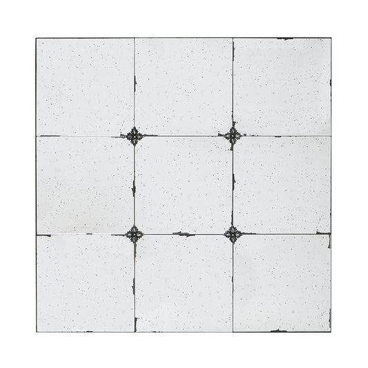 36" Black Square Iron Framed Antiqued Glass Accent Mirror