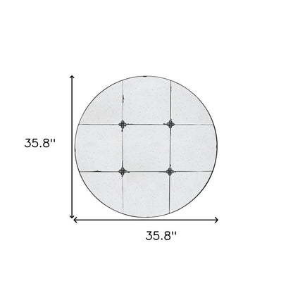 36" Black Round Iron Framed Antiqued Glass Accent Mirror