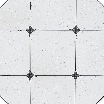 36" Black Round Iron Framed Antiqued Glass Accent Mirror