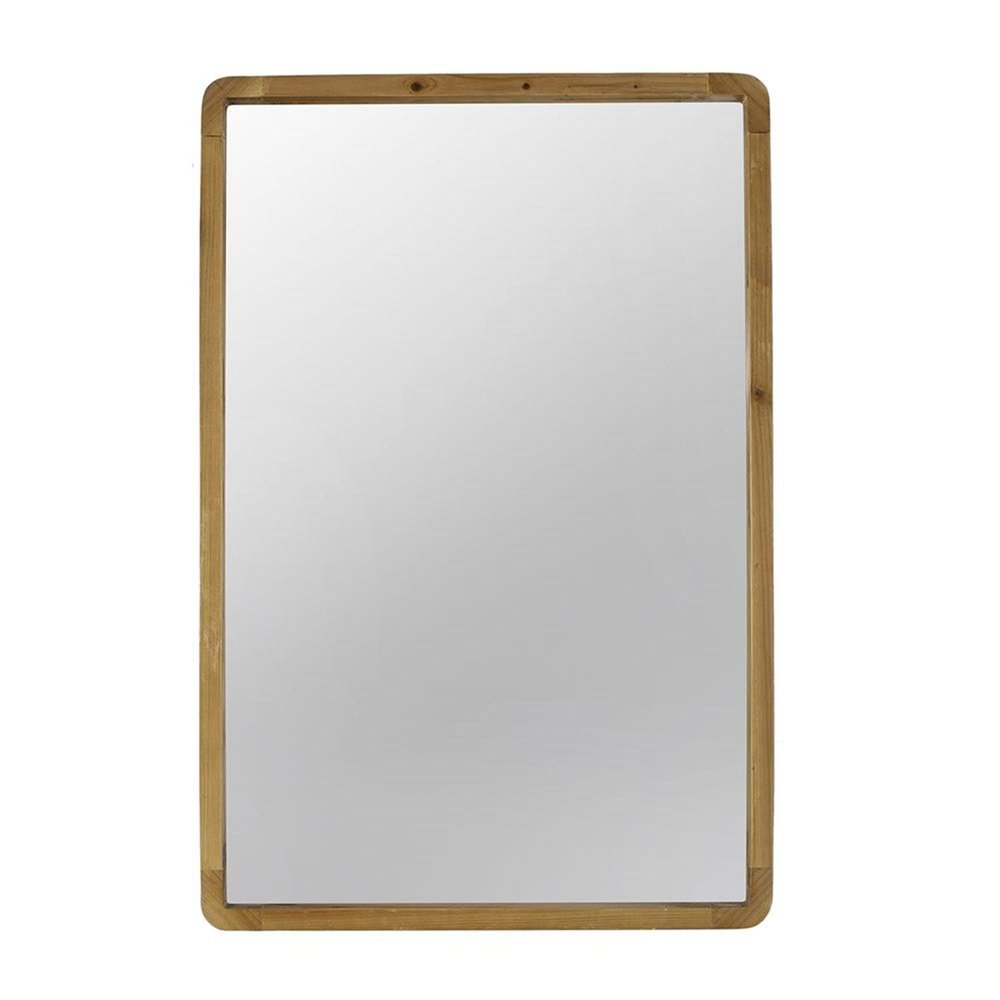 35" Brown Solid Wood Framed Accent Mirror