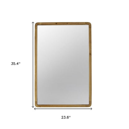 35" Brown Solid Wood Framed Accent Mirror